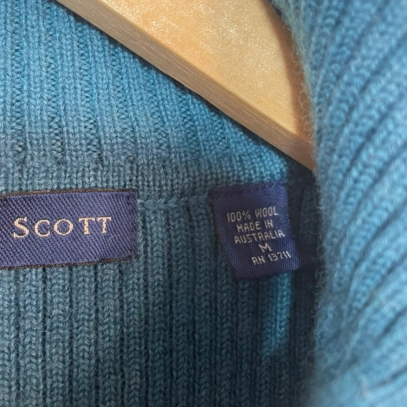 VINTAGE Karen Scott 100% Wool Zip Up Vest in Teal Size M - Picture 7 of 8